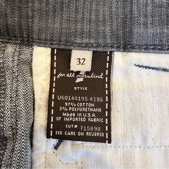 7 for All Mankind Gray Striped Flare High Rise Stretch Trouser Denim Jean SZ 32 - Picture 11 of 14